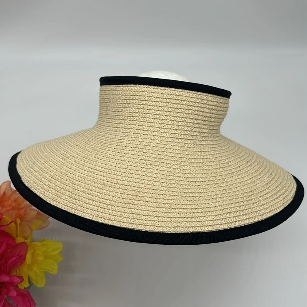 Broner Tan Black Open Top Sun Hat with Bow HT5619